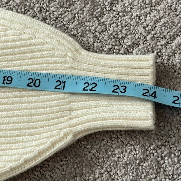 NWT Anthropologie Maeve Ivory Rib Knit Sweater, Mock Neck, Balloon Sleeves,Small - Picture 11 of 15
